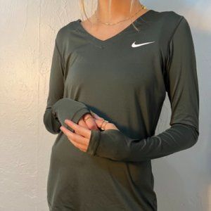 Nike Pro Large Grey Long Sleeve V-Neck